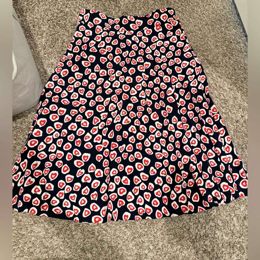 Jcrew Heart Print A-Line Skirt - Red & White Hearts